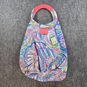 Lilly Pulitzer Beach Tote Bag NWT Multicolor Swirl Pink Handles Resort Pool
